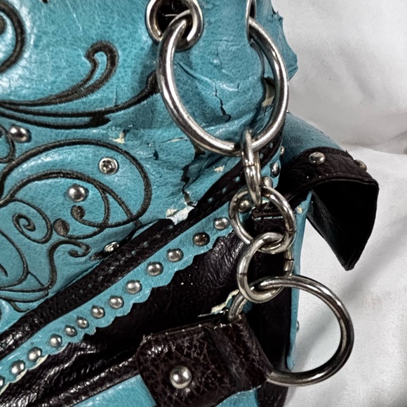 Elegant Blue Embellished Women's Shoulder Bag‎ - Picture 2 of 12